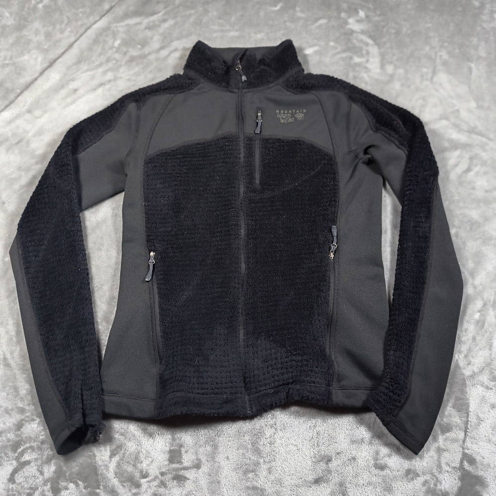 Mountain Hardware Jacket Womens Medium Black Gray Monkey Grid Fleece Full Zip